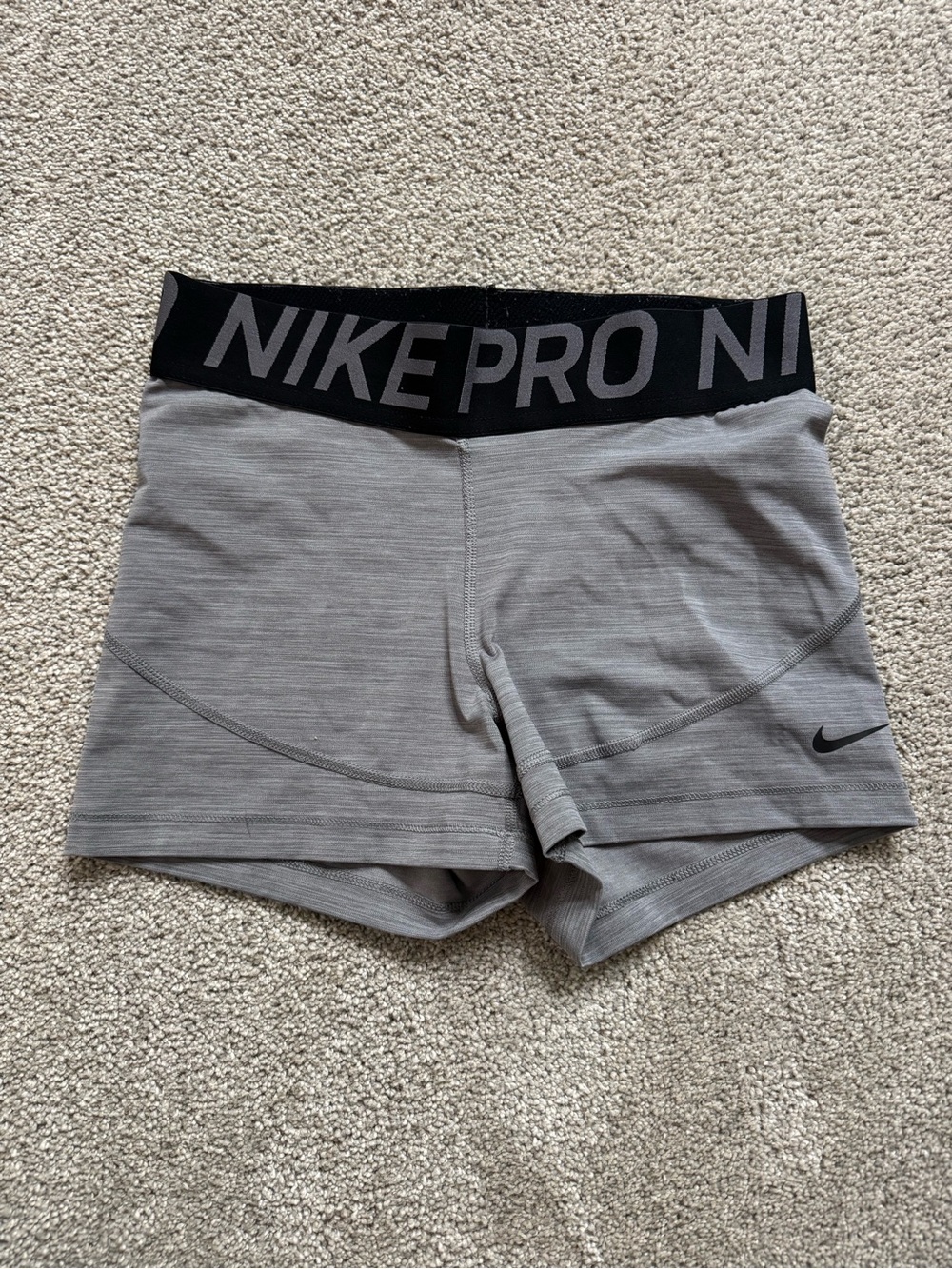 Nike Pro Women's Grey Performance Training Shorts with Black Waistband